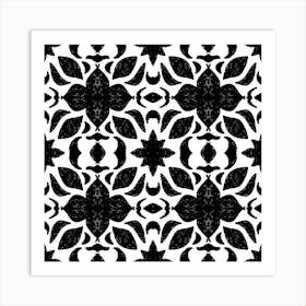 Black And White Floral Pattern Art Print