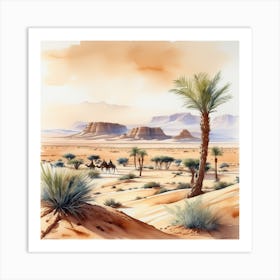 Watercolor Desert Landscape 5 Art Print