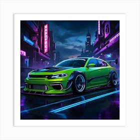 A Heavily Modified Car Rendered In Digital Art 2 Art Print