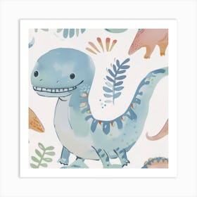 Cute Dinosaur Watercolour Style 1 Art Print