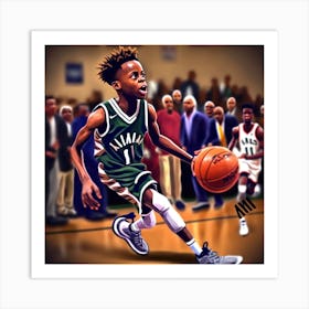 Basketball Player Dribbling 4 Art Print