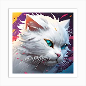 White Cat With Blue Eyes 1 Art Print