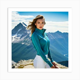 Woman On Top Of A Mountain 4 Art Print