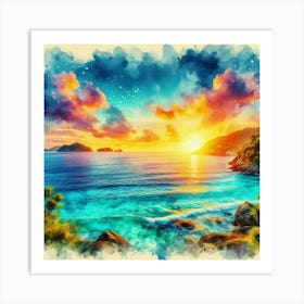 Watercolor Of A Sunset 2 Poster