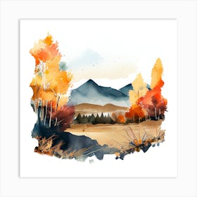 Watercolor Autumn Landscape 65 Art Print