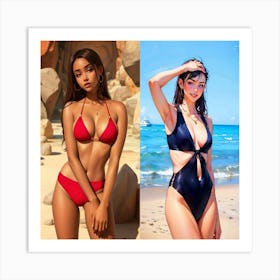 Two Women In Bikinis 10 Art Print