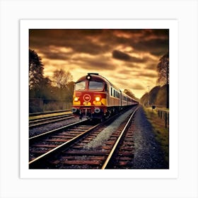 Transportation Railway Transport Rail Track Chemin De Fer Train Britain Signal Yellow Red (2) Art Print