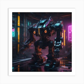 Robot In A Futuristic City 1 Art Print