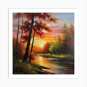 Sunset By The River 17 Art Print