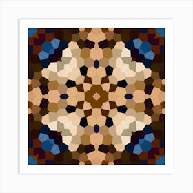 Abstract Mosaic Kaleidoscope Golden Flower Art Print