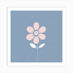 A White And Pink Flower In Minimalist Style Square Composition 366 Art Print