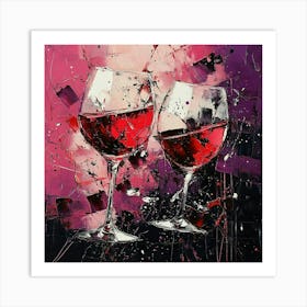 Two Glasses Of Wine Art 1 Art Print