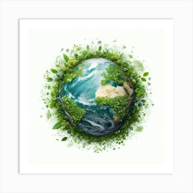 Earth With Green Leaves Art Print
