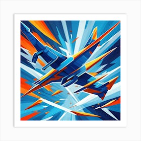 Futuristic Military Plane Cubism Style Art Print