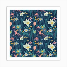 Retro Floral Art Print