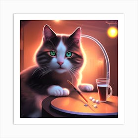 Cat At The Bar Art Print