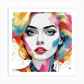 Girl With Colorful Hair 1 Art Print