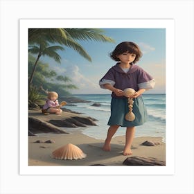 Little Girl On The Beach Art Print