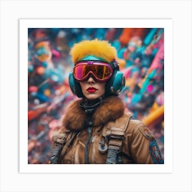 Portrait Of A Woman With Goggles Art Print