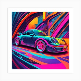 Psychedelic Porsche Art Print