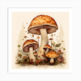 Mushrooms In The Forest 2 Art Print