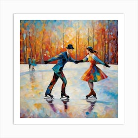 Couple Ice Skating Art Print