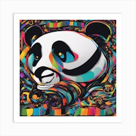 An Image Of A Panda With Letters On A Black Background, In The Style Of Bold Lines, Vivid Colors, Gr (3) Art Print