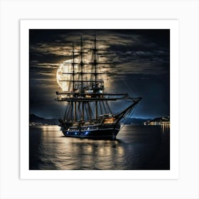 Sailing Ship Anchored In A Bay Art Print