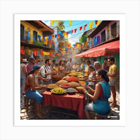 Colombian Festivities Ultra Hd Realistic Vivid Colors Highly Detailed Uhd Drawing Pen And Ink (4) Art Print