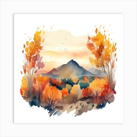 Watercolor Autumn Landscape 67 Art Print