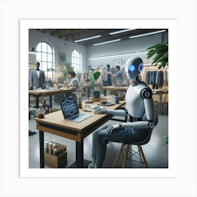 Robot In The Office Art Print