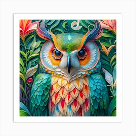 Colorful Owl Art Print