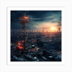 City In Flames Art Print