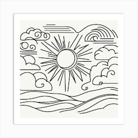 Sun and clouds Picasso style 2 Art Print