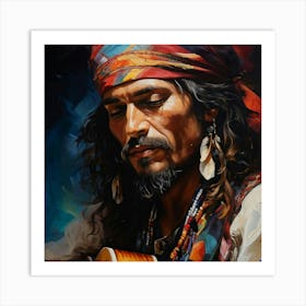 A Close Up Abstract Oil Painting Of A Bohemian Musician Rendered In Stunning Ultra High Definition 239828339 Art Print