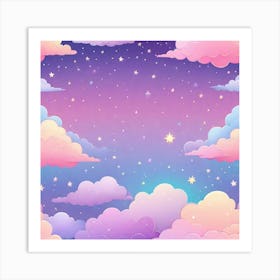 Sky With Twinkling Stars In Pastel Colors Square Composition 240 Art Print