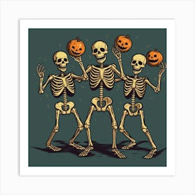 Three Skeletons Art Print