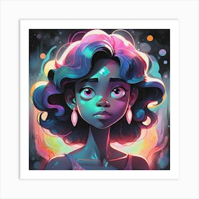 Girl With Colorful Hair Art Print