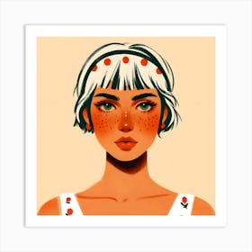 Girl With Freckles and Short Hair Art Print