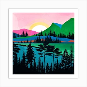 Colorful Mountain Sunrise Art Print