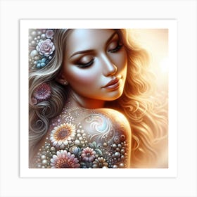 Beautiful Girl With Flowers 17 Art Print