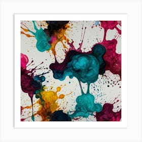 Colorful Paint Splashes Art Print