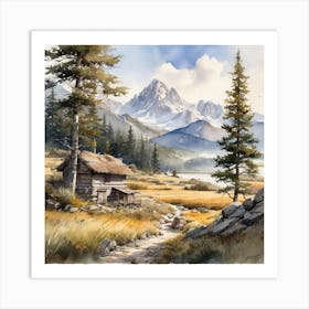 Cabin In The Mountains 3 Art Print
