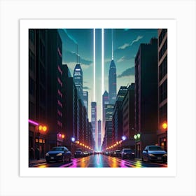 The Modern City Rain Lights and Stories Art Print