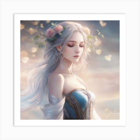 Beautiful Girl With White Hair Art Print