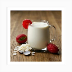 Milk And Raspberries Art Print