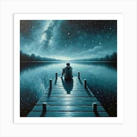 Contemplation By The Lake Wall Print Art A Serene And Reflective Scene Perfect For Inspiring Deep Thoughts And Tranquility In Any Space Art Print