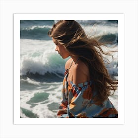 Girl At The Beach Art Print