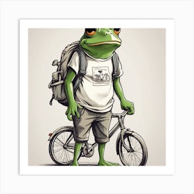 Frog With Bike Art Print