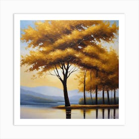 Autumn Tree By The Lake Art Print